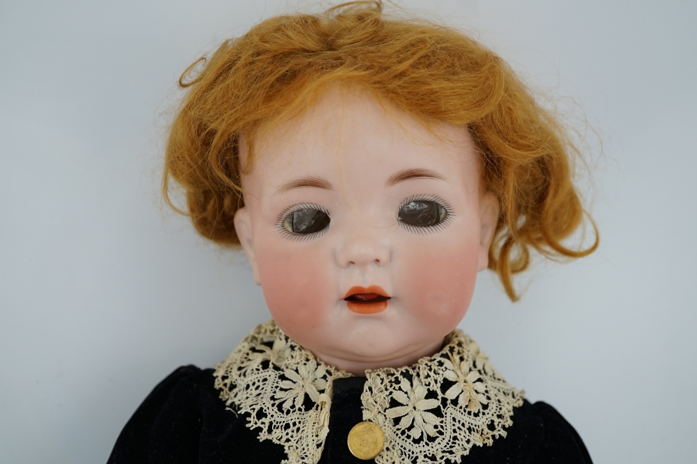 A K&R Kammer & Reinhart /S & H bisque 121 head doll on toddler body, with vintage shoes and socks, 49cm, in excellent condition, eyes detached in head, not broken